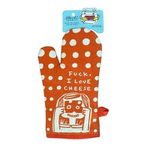 Blue Q Oven Mitt NEW !! I Love Cheese Orange Polka Dot Cotton Kitchen Gift NWT